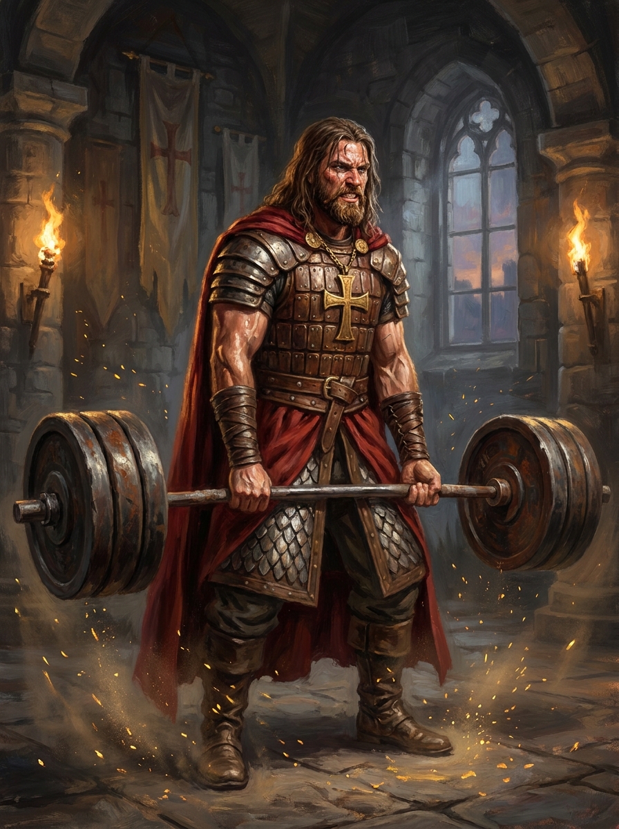 Crusader performing a deadlift